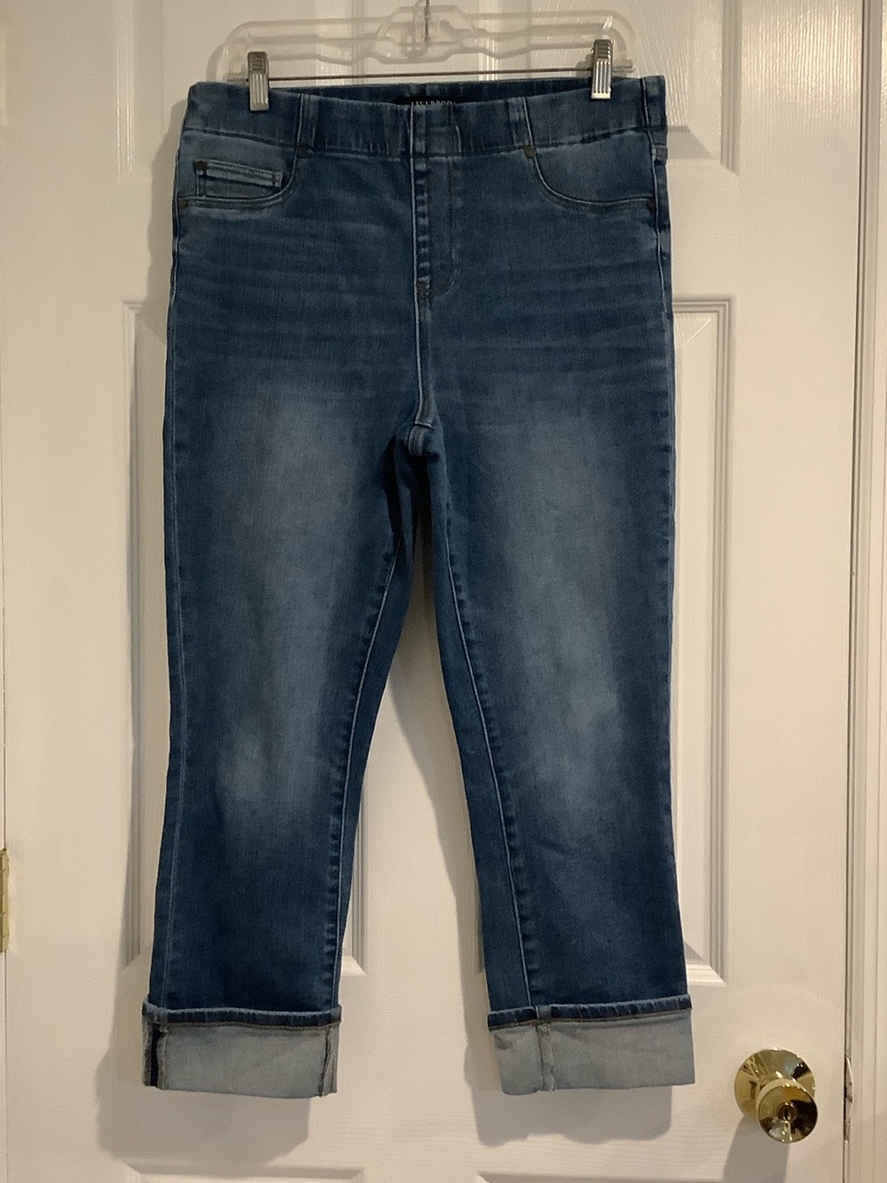 LIVERPOOL “Chloe Crop Slim” Stretchy PullOn High Rise Cropped Cuffed Jeans 10/30